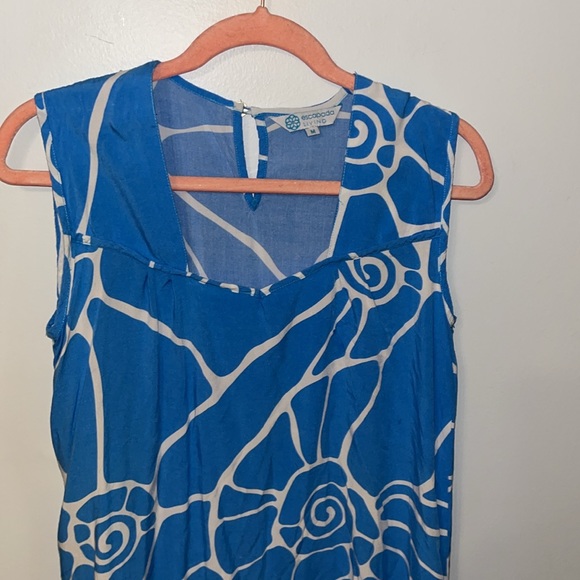 Women’s Escapada Tunic Sleeveless Square NeckAbstract Print Blue White Sz Med - Picture 2 of 9